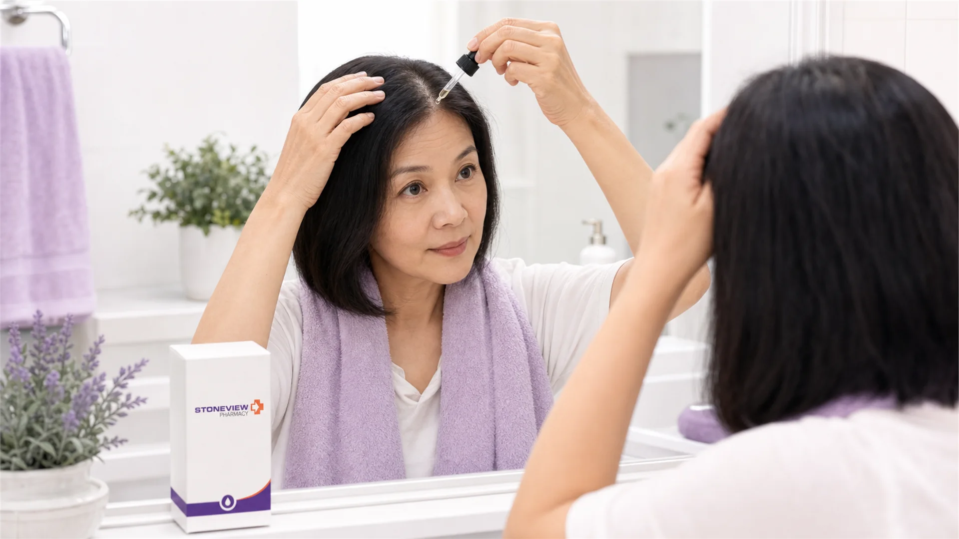 Applying a topical hair health formula to the scalp