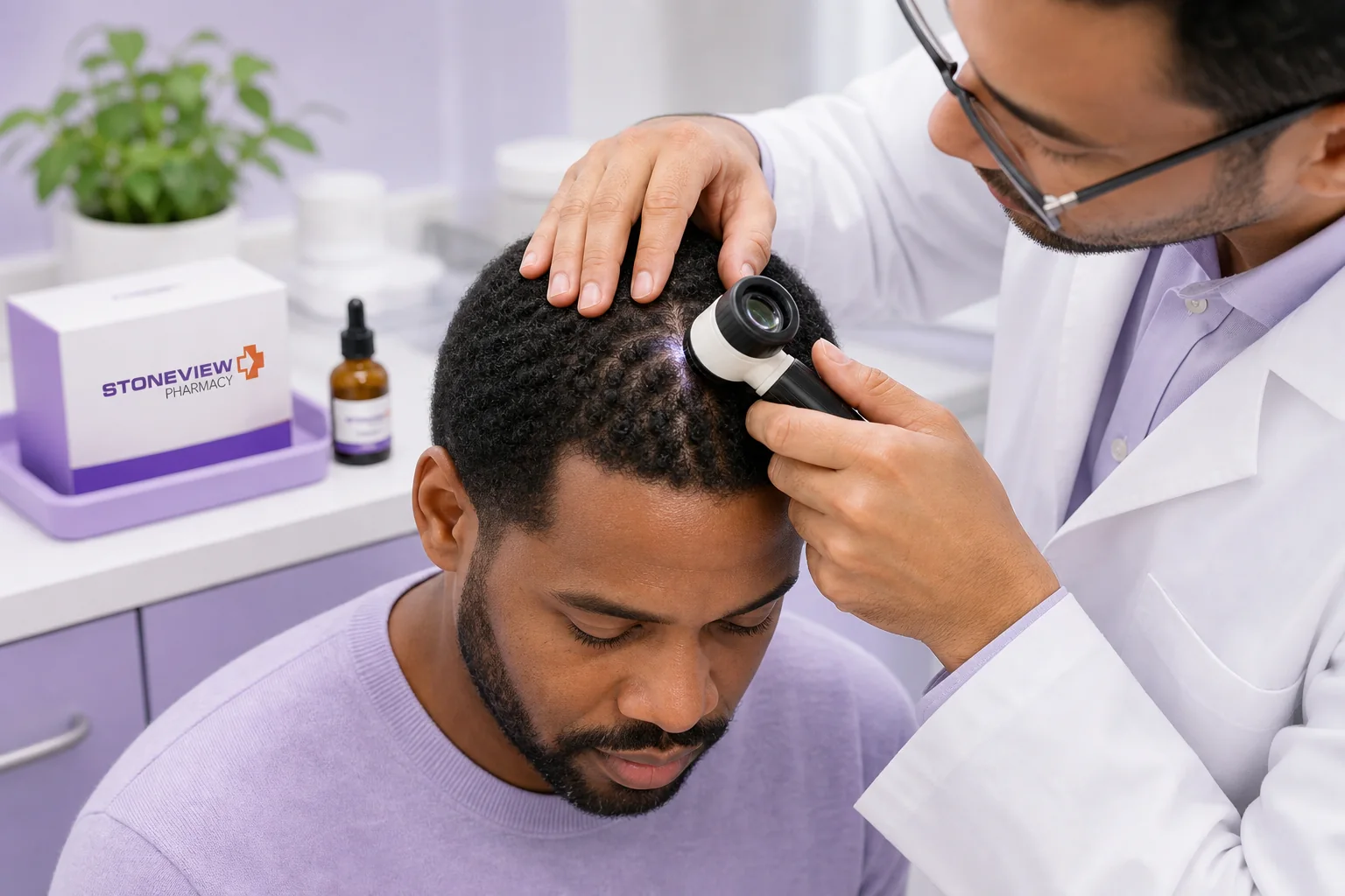 Representative scalp and hair part assessment before routine support