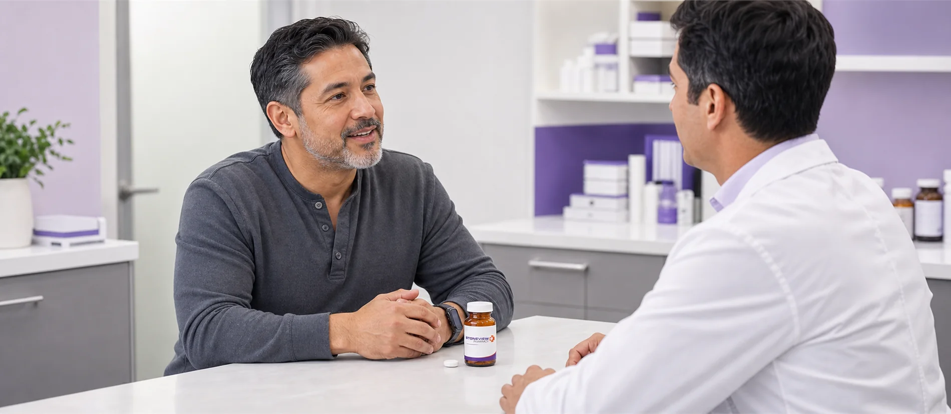 Confident adult man during wellness support