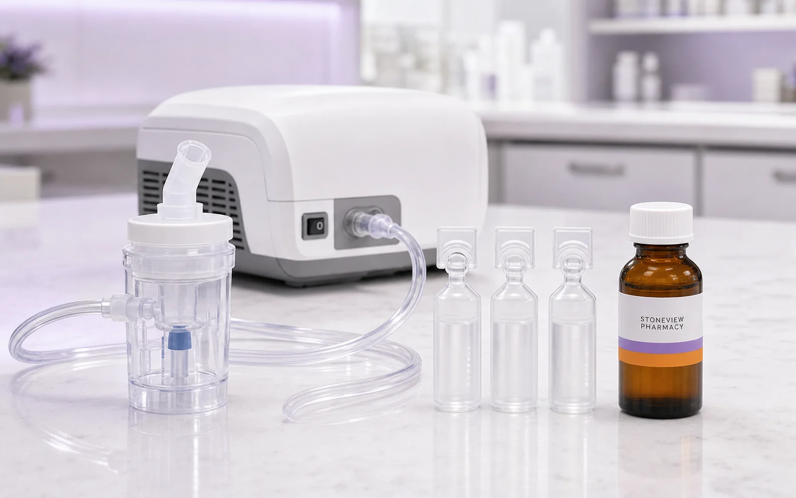 Solution bottles for nebulized nasal therapy support
