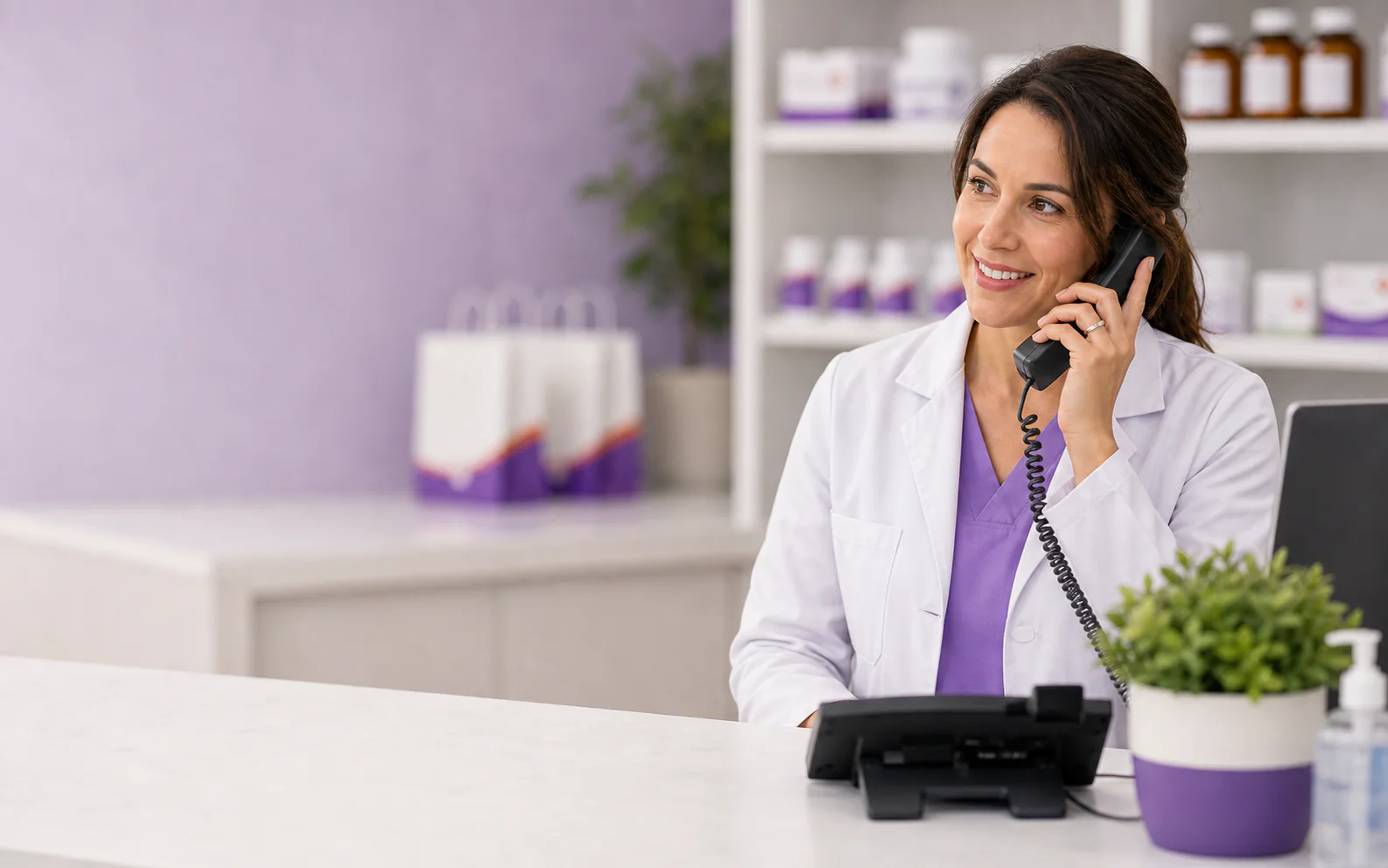 Stoneview Pharmacy counter for prescription refill support