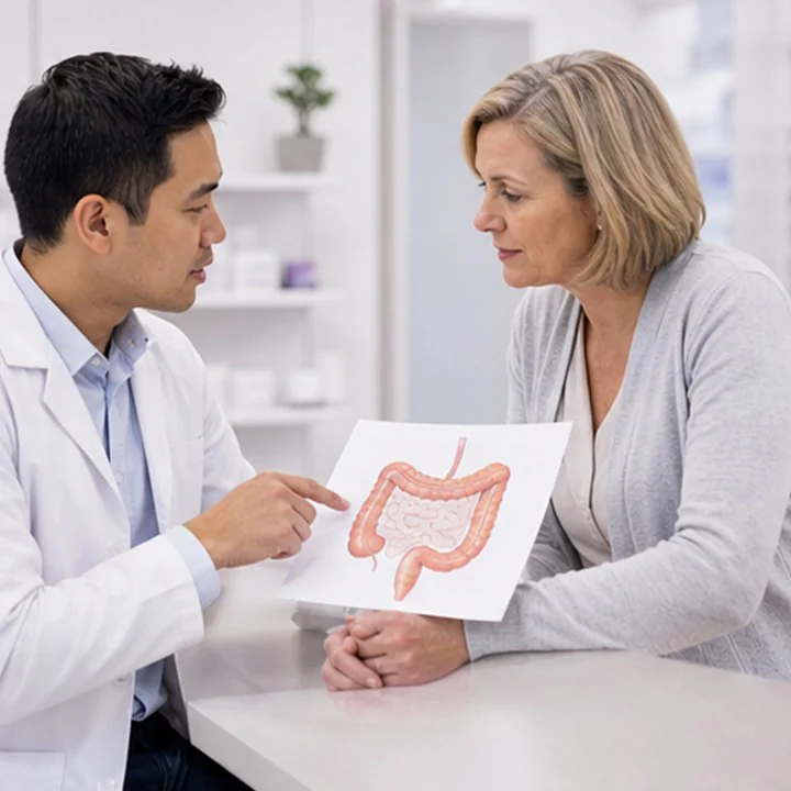 Clinician discussing gastrointestinal inflammatory support with a patient