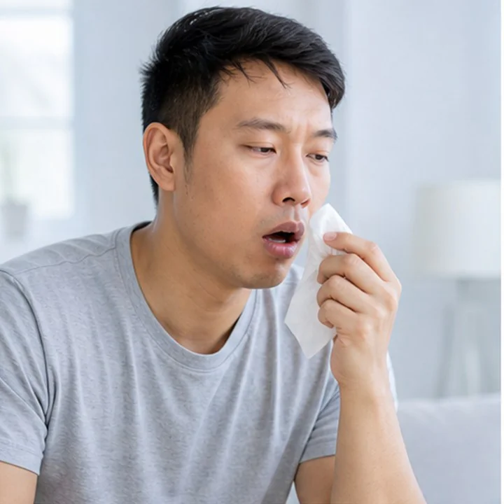 Adult experiencing nasal congestion