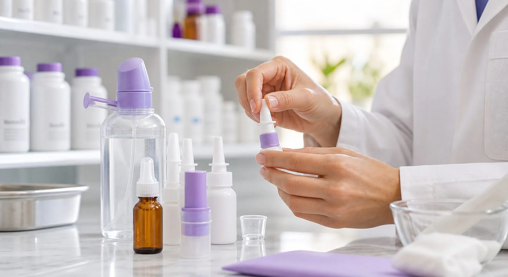 Pharmacist compounding a topical pain base